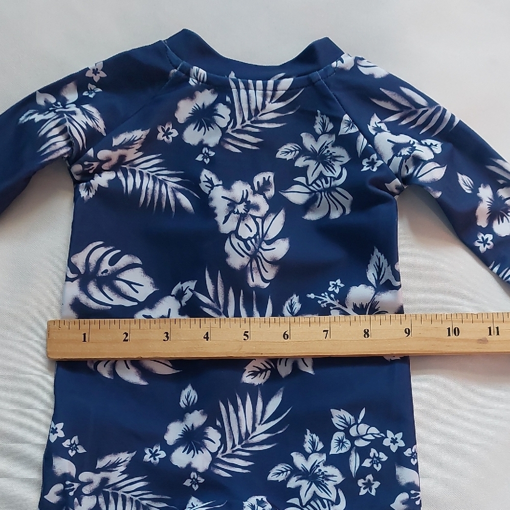 Hurley Kids Floral Swim Romper Blue one Piece Newborn - Picture 2 of 8